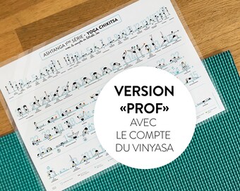 Laminated double-sided Ashtanga first series sheet with vinyasa account