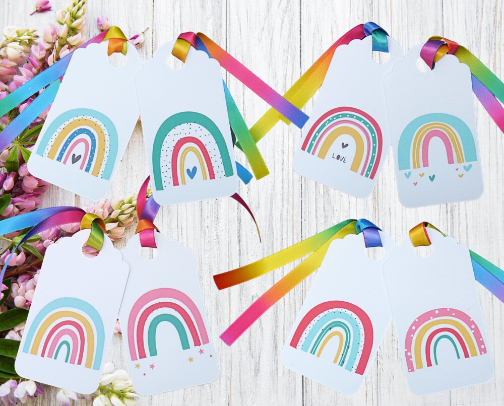 Present Gift Tags Blank Set of 8 Rainbow Gift Wrapping Tags Etsy UK
