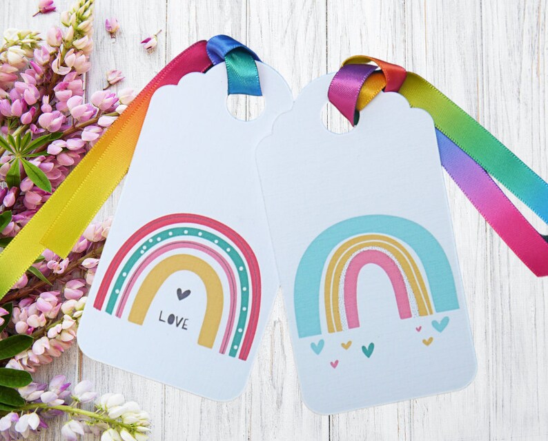 Present Gift Tags Blank Set of 8 Rainbow Gift Wrapping Tags Etsy UK