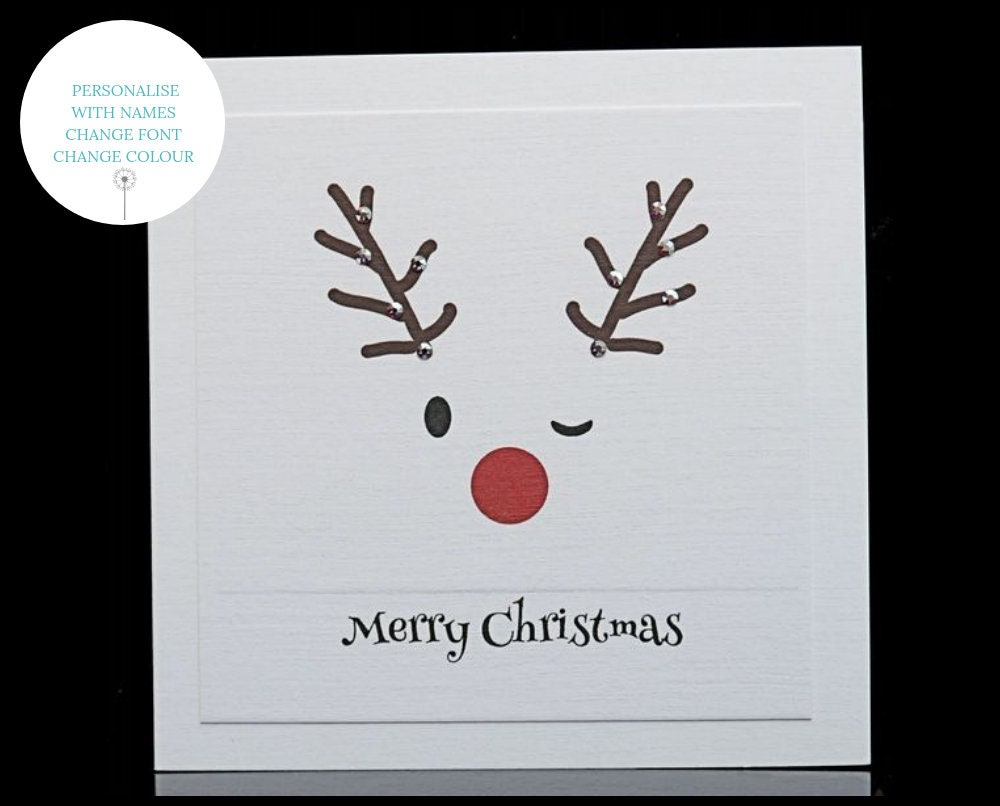 Personalised Christmas Card Custom Xmas Cards Reindeer Card Etsy