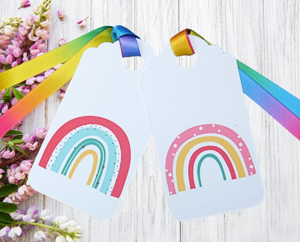 Present Gift Tags Blank Set of 8 Rainbow Gift Wrapping Tags Etsy UK