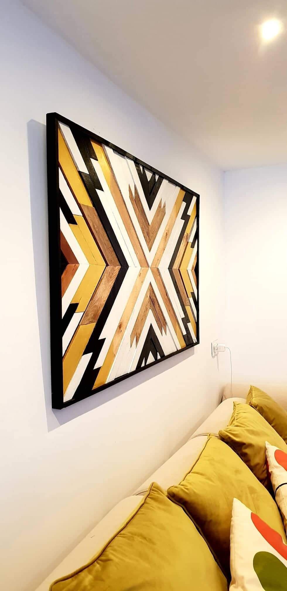 Wood Wall Art Headboard Geometric Art Wood Art Pallet Art Etsy UK