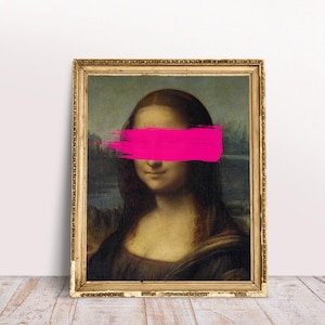 Alter Art Mona Lisa Neon Pink, Download Printable, Digital printable, Hypebeast decor, Renaissance poster