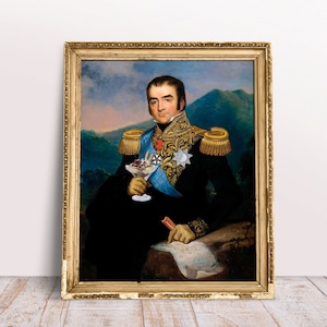 Funny altered art, Vintage portrait Man with Chocolate and Ice Cream poster, Quirky oil painting, Digital Download Printable, Food print