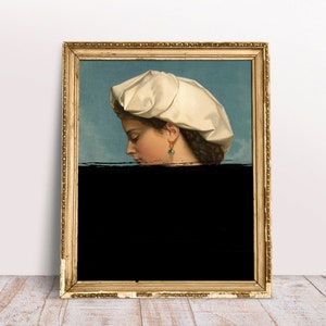 Black Defaced poster Alter art portrait Italian Beauty Lady, Vintage Victorian poster, Digital Download Printable, Fine painting print