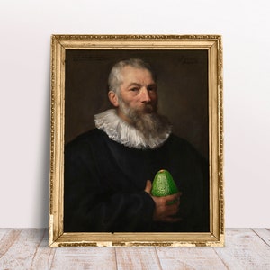 Funny altered art, Vintage portrait Painter with Avocado poster, Baroque oil painting, Digital Download Printable, Food print Kitchen art