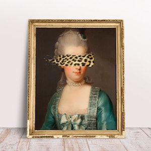 Altered art print, Portrait Marie Antoinette Leopard Brush Stroke, French Rococo art, French Baroque poster, Digital Download Printable
