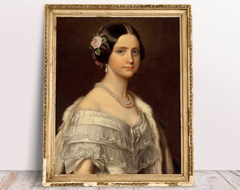 Vintage portrait duchess of Maria Amelia of Braganza print, Rococo painting, Digital Download Printable, Fine art poster, Classic art print