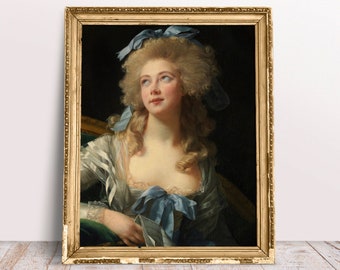 Vintage portrait Madame Grand print, Rococo poster, French Rococo oil painting, Baroque Download Printable, Fine classic painting, Home art