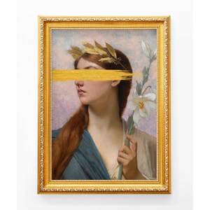 Ritratto d'altare dorato dell'allegoria della vittoria, download digitale stampabile, raffinato dipinto ad olio vintage, dipinto divertente, decorazione classica per la casa