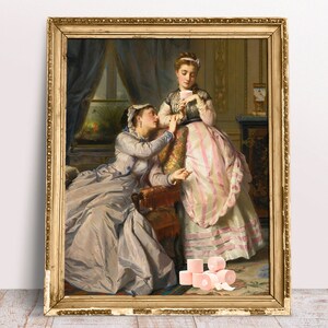 Funny Bathroom wall art, Sisters with Toilet Paper, Altered art print, Humor Toilet print, Digital Download Printable, Rococo poster