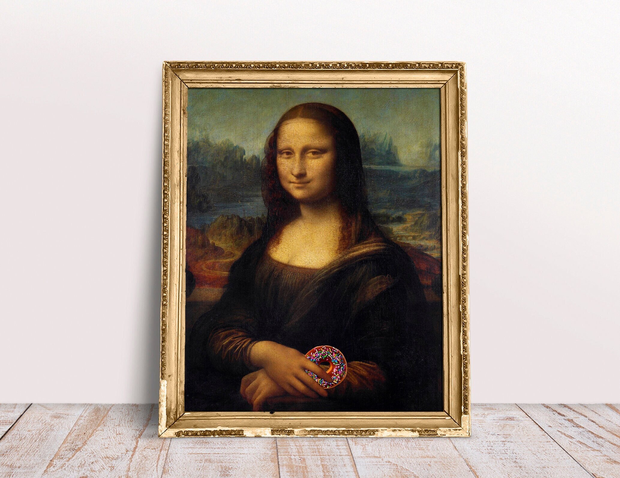 Altered Art Print Mona Lisa With Donut, Digital Download Printable ...