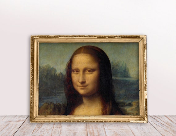 Horizontal Vintage Portrait Mona Lisa, Classic Altered Art Poster
