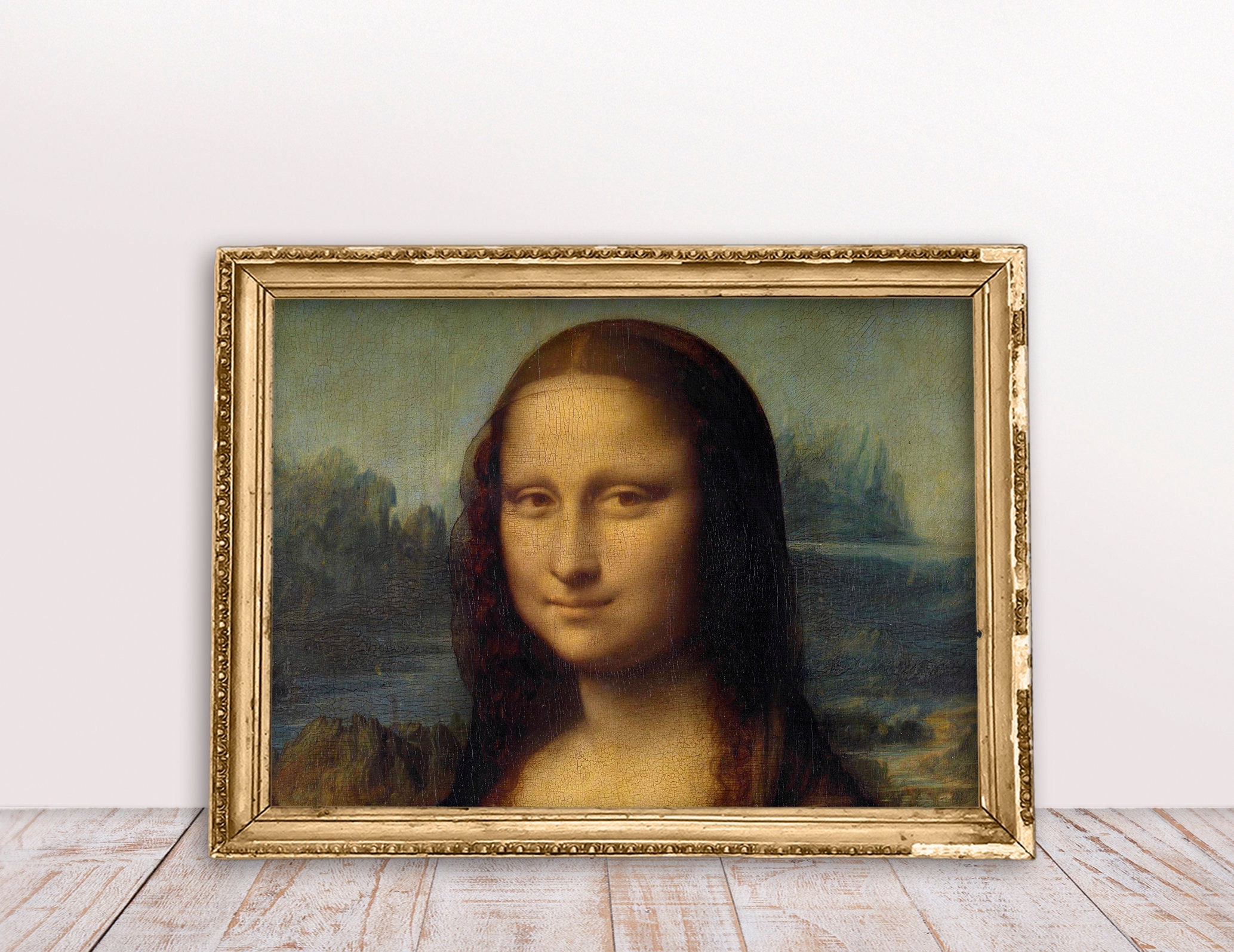 Horizontal Vintage Portrait Mona Lisa, Classic Altered Art Poster