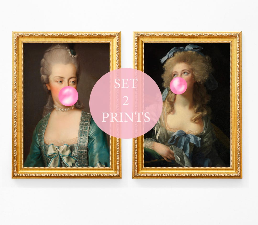 Marie Bubbleteaページ Set of 2 Altered Vintage Portraits, Madame Grand, Marie Antoinette
