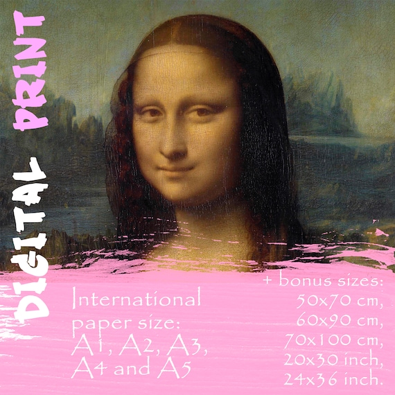 Horizontal Vintage Portrait Mona Lisa, Classic Altered Art Poster