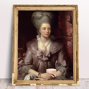 Vintage portrait Queen Charlotte with Toilet Paper print, Altered art, Funny Bathroom wall art, Digital Download Printable, Toilet humor