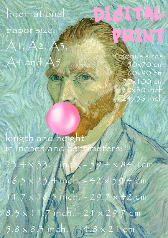 Grappige art van gogh selfie door telefoon frames aan de muur aan de