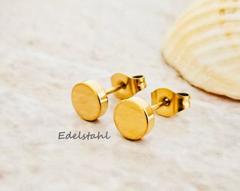 Ohrstecker Edelstahl vergoldet 6mm Punkte Geometrie Kreise minimalistisch Ohrringe