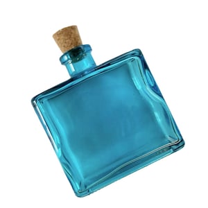 8.5 oz. Aqua Blue Glass Bottle with cork stopper image 5
