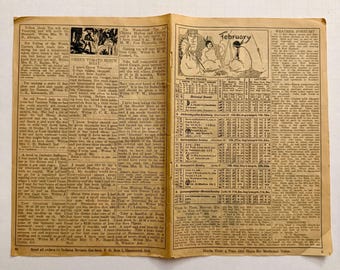 February 1933 Herbalist Almanac Page — Vintage Apothecary Wisdom, Recipes & Lunar Chart