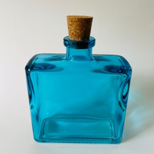 8.5 oz. Aqua Blue Glass Bottle with cork stopper image 4