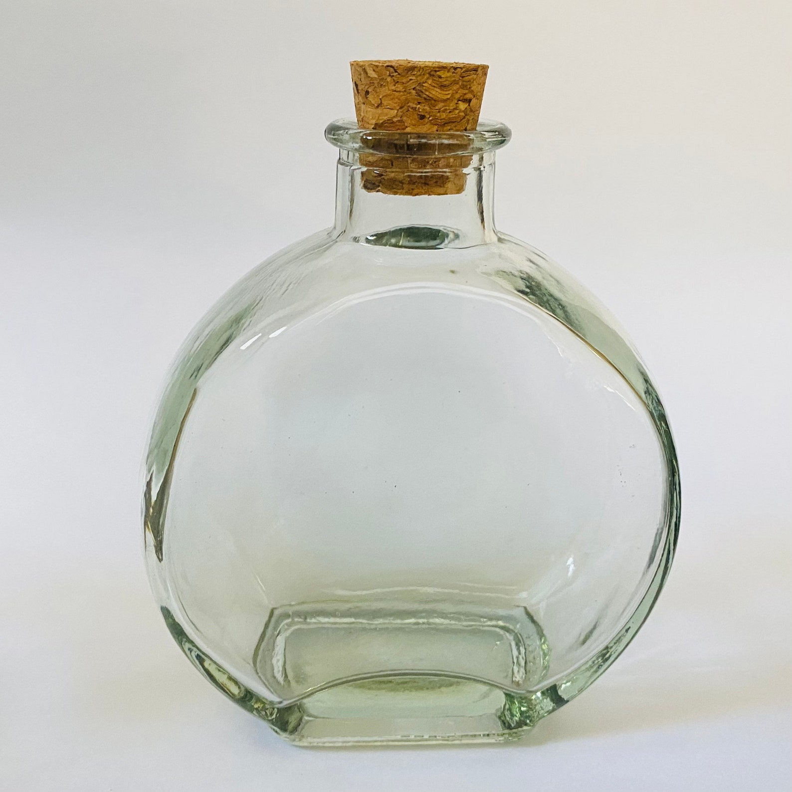 Round Glass Bottles with cork 5.7 .oz Two 2 Piece Set Etsy