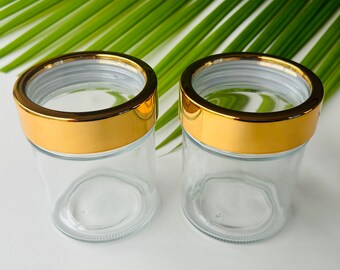 Frasco de vidrio de 355 ml con tapa de ventana de cobre, juego de 2