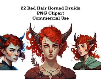 Red Hair Horned Druids PNG Clipart