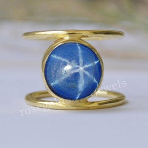round cab star sapphire 925 sterling silver ring / 18k yellow gold filled, 18k rose gold filled / Birthstone wedding Gift September ring