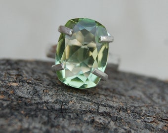 Cushion Cut Green Amethyst Ring In 10K Rose Gold - Women's Fine Jewelry, Gemstone Ring - View #11