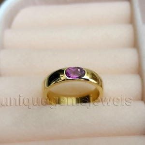 Purple Sapphire Gems 925 sterling silver ring / 18k yellow gold filled, 18k rose gold filled / Statement minimalist Signet Band ring
