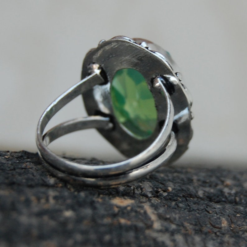 rose gold filled birthstone jewelry green opaline ring rare green opalite opal gemstone 925 sterling silver ring yellow gold