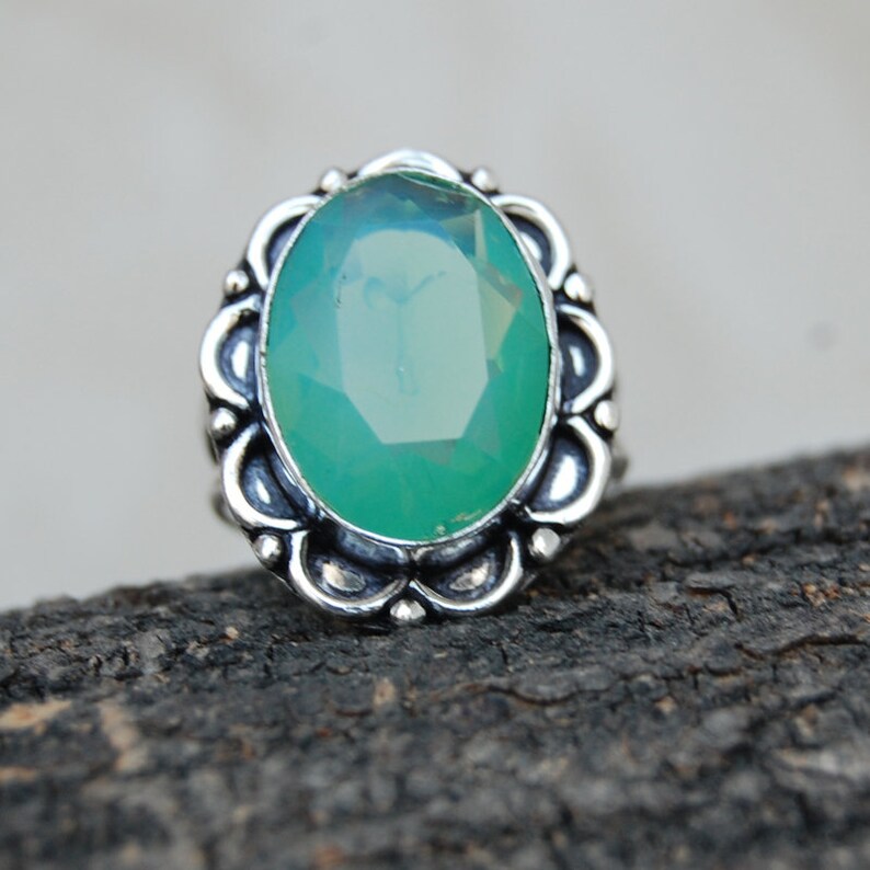 rose gold filled birthstone jewelry green opaline ring rare green opalite opal gemstone 925 sterling silver ring yellow gold