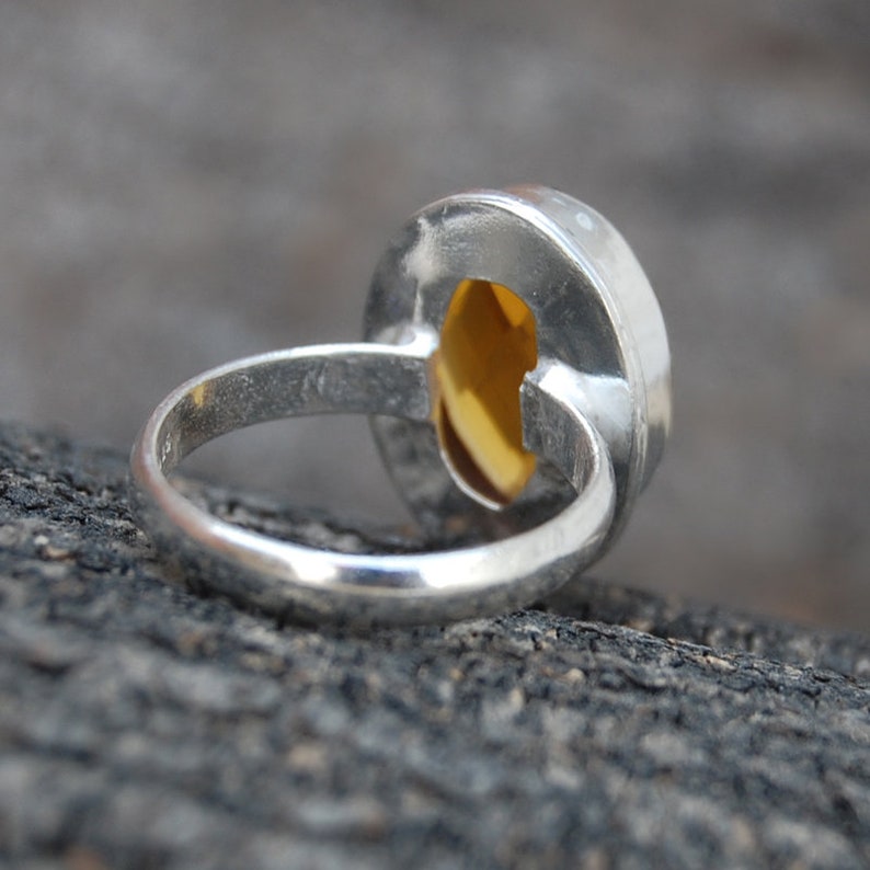 rose cut yellow mandarin citrine gemstone sterling silver ring yellow gold filled rose gold filled jewelry citrine birthstone ring