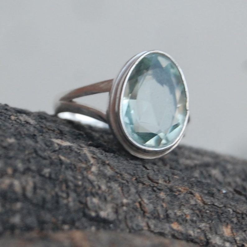 rose gold filled birthstone jewelry  natural green amethyst ring light green prasiolite gemstone 925 sterling silver ring  yellow gold
