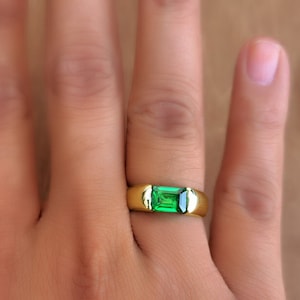 Green Tourmaline Quartz Ring: Sterling Silver, Gold Filled Signet