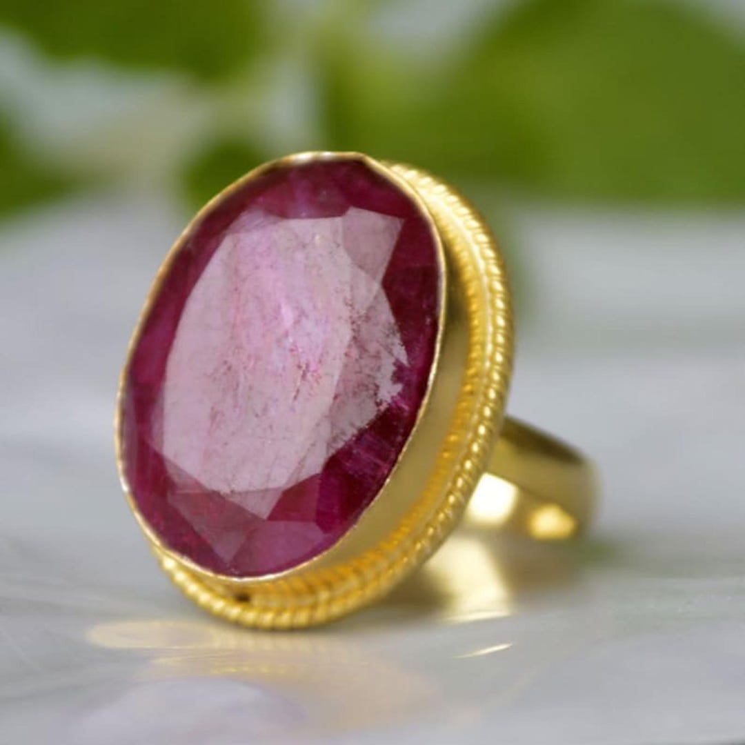 Raw Red Beryl Ring: 14k Gold Fill Sterling Silver Statement Jewelry - Etsy
