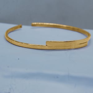 Handmade Copper Cuff Bracelet, Minimalist Overlapping Bangle, Adjustable Open Bypass Cuff