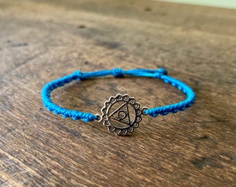 Throat CHAKRA Macrame Charm Bracelet or Anklet