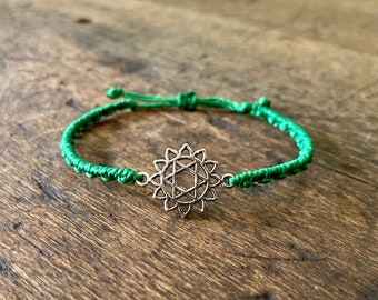 Heart CHAKRA Macrame Charm Bracelet or Anklet