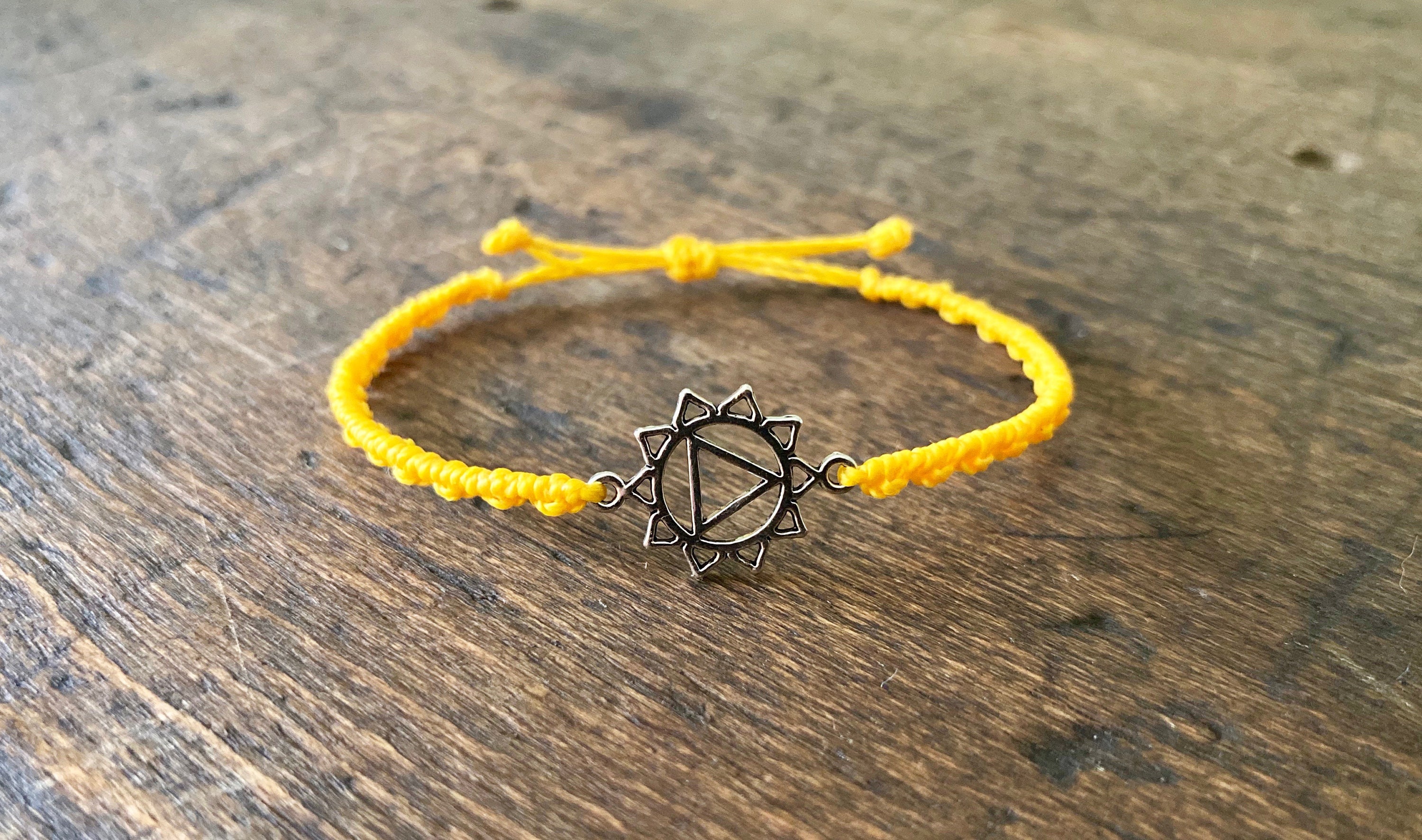 Solar Plexus or Naval CHAKRA Macrame Charm Bracelet or Anklet