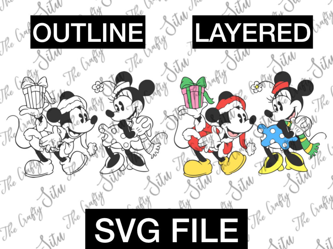 Download Vintage Mickey and Minnie Inspired Christmas SVG Cut file | Etsy