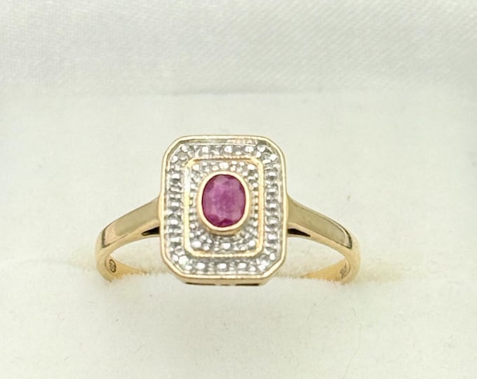 Art deco 18K gold ruby and diamond ring