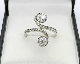 Antique diamond lovers platinum ring