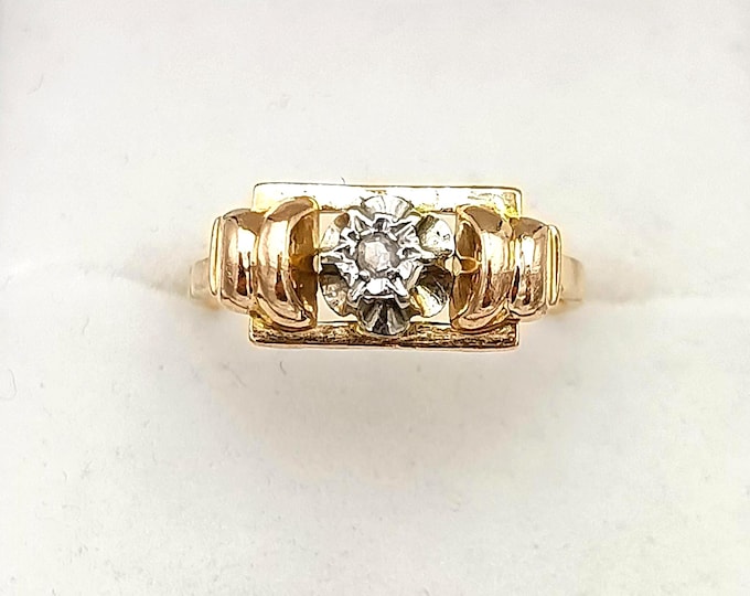 18K gold and platinum art deco diamond ring