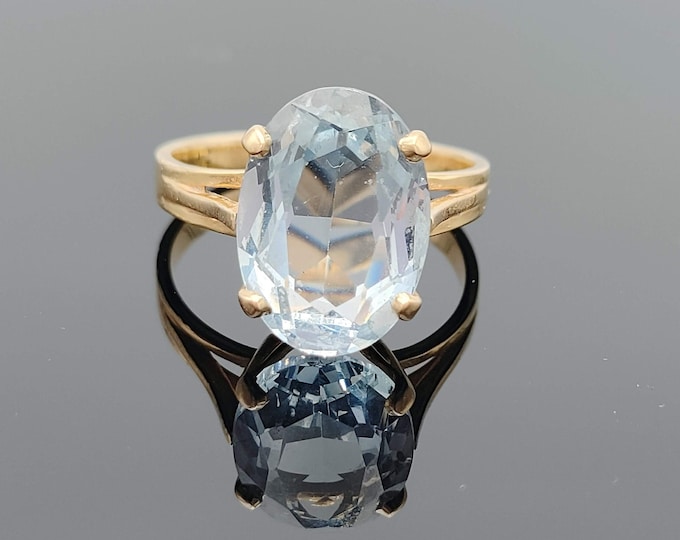 Vintage retro 18K gold blue spinel ring Ca 1950