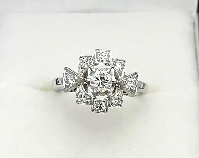 Art deco platinum diamond ring