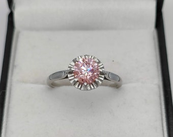Roze diamanten 1 ct solitaire platina ring