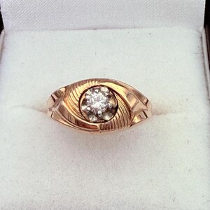 French retro 18K gold diamond ring